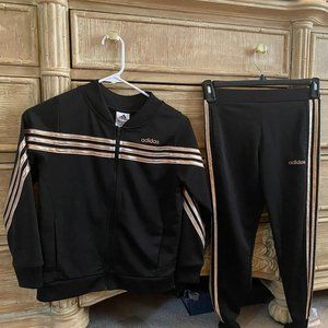 (10/12) Kids Adidas Black and Gold Jumpsuit
